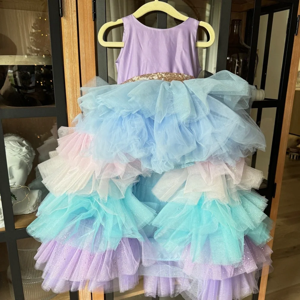 Itty Bitty Toes dress tulle Arabella Unicorn Gown toddler birthday bow glitter - Picture 3 of 9